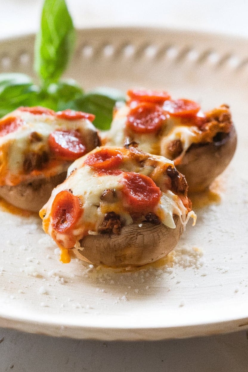 Cheesy Pizza Stuffed Mushrooms
