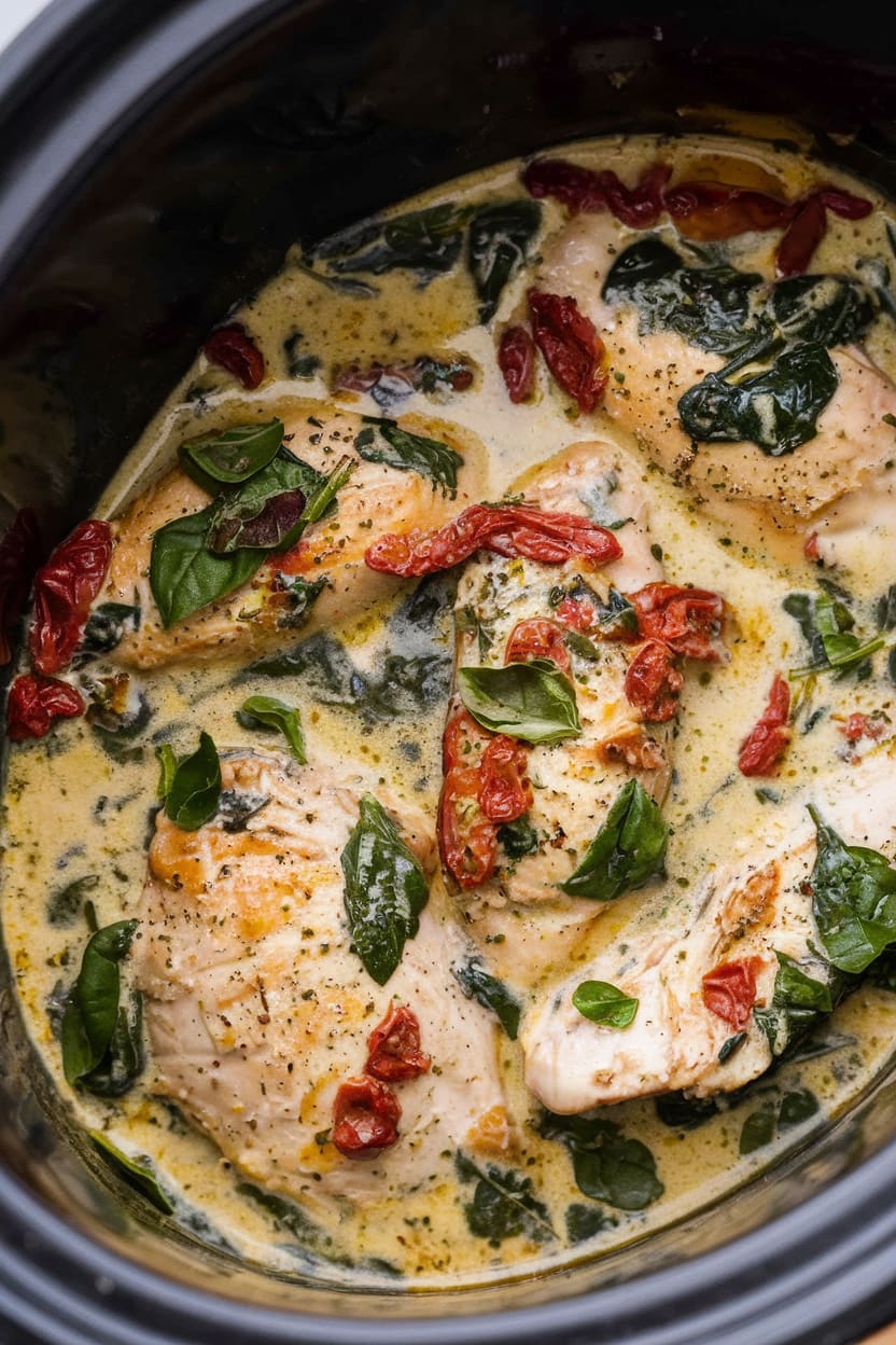 Slow Cooker Creamy Tuscan Chicken