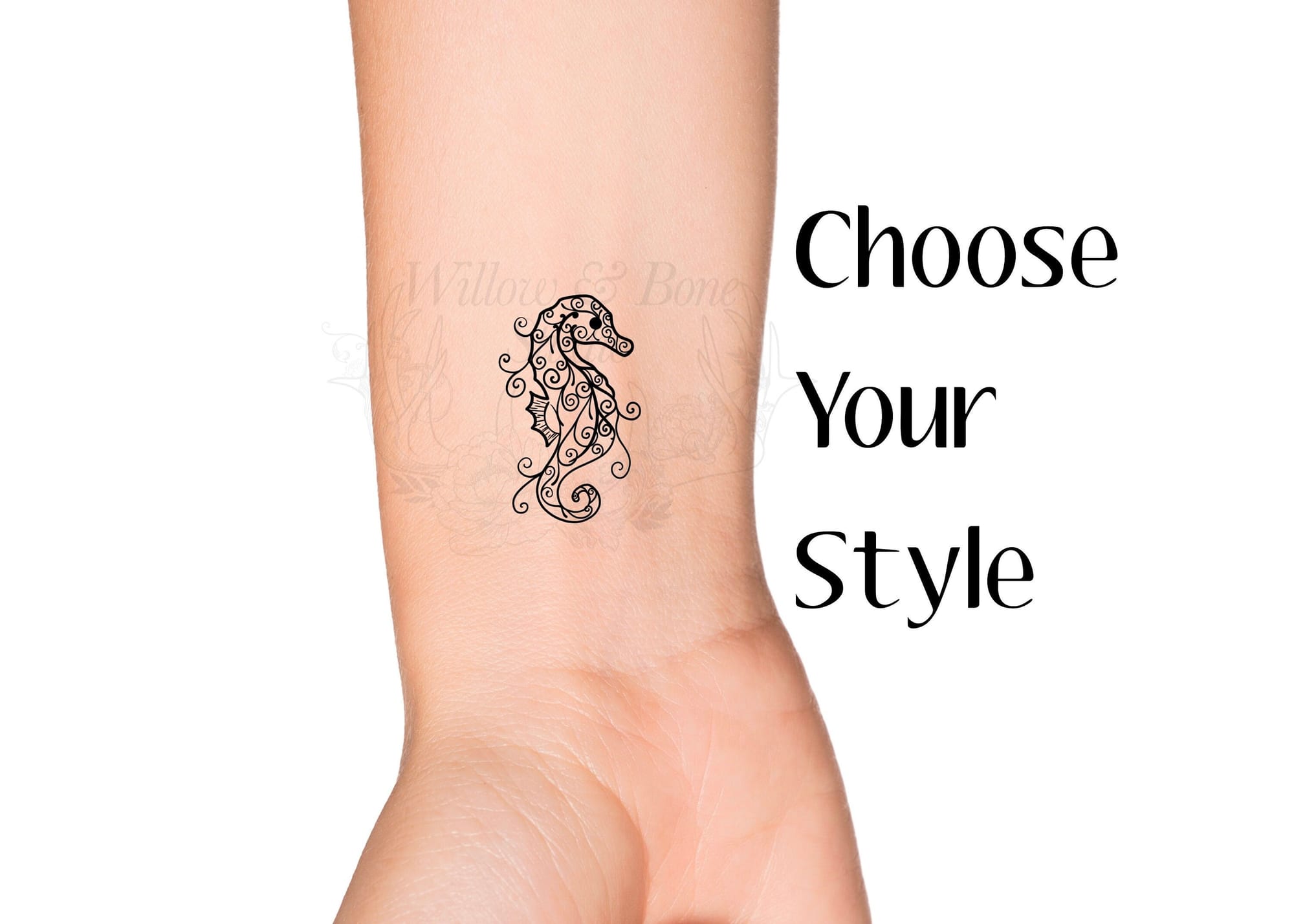 outline seahorse tattoo