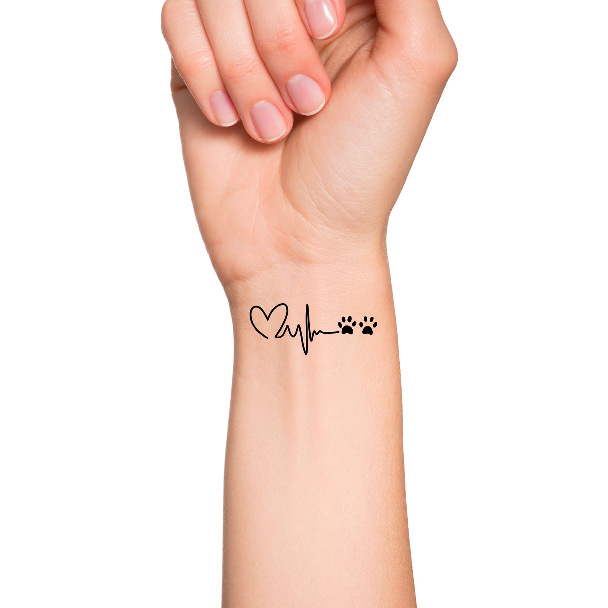 cat paw heartbeat tattoo