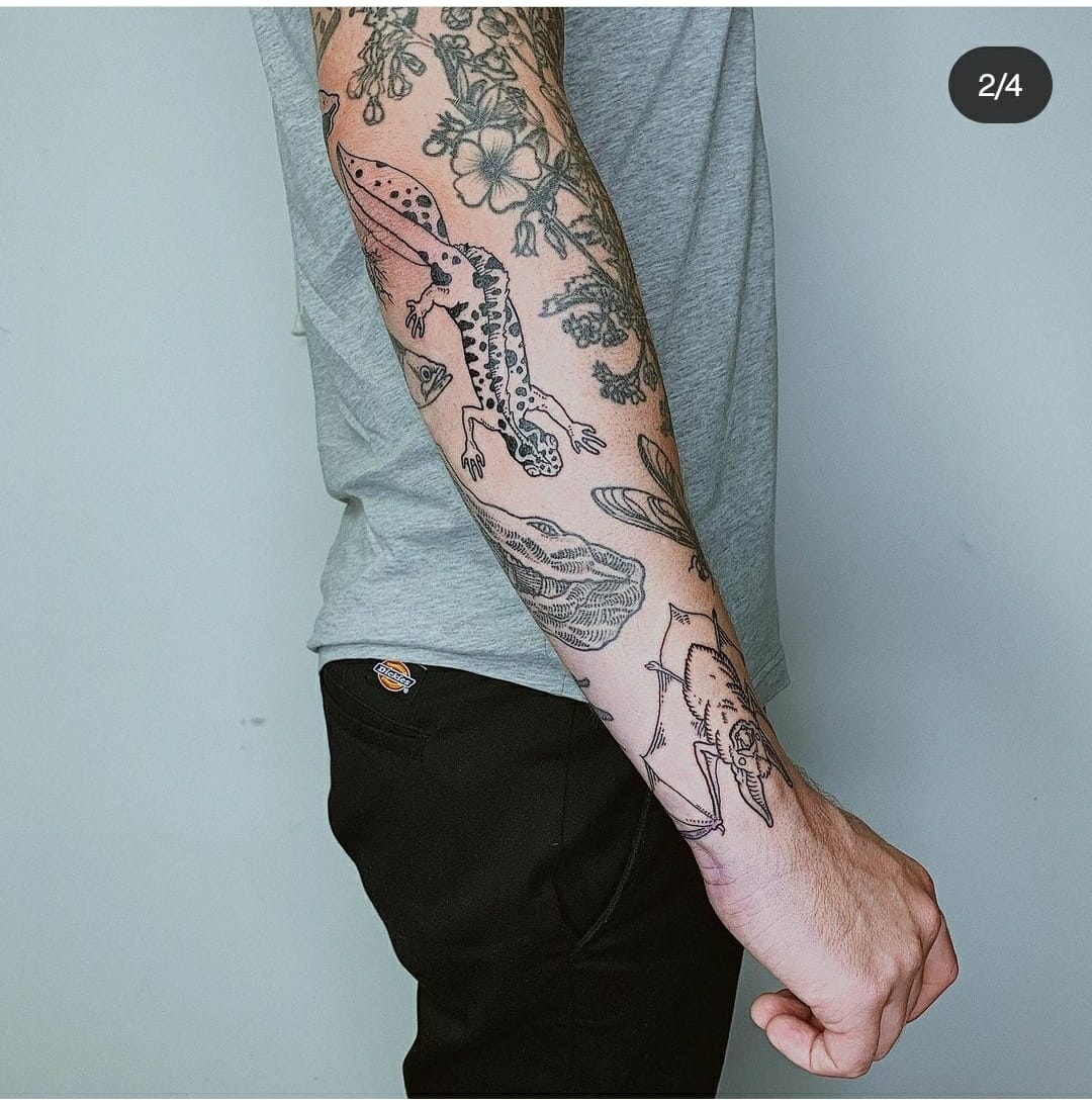 animal patchwork sleeve tattoo