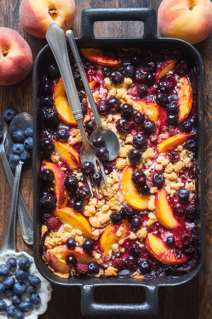 Peach and Blueberry Crisp