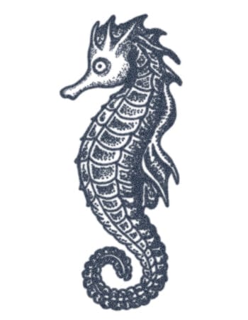 dotwork seahorse tattoo