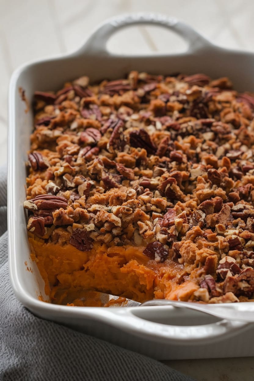 Sweet Potato Casserole with Pecan Streusel