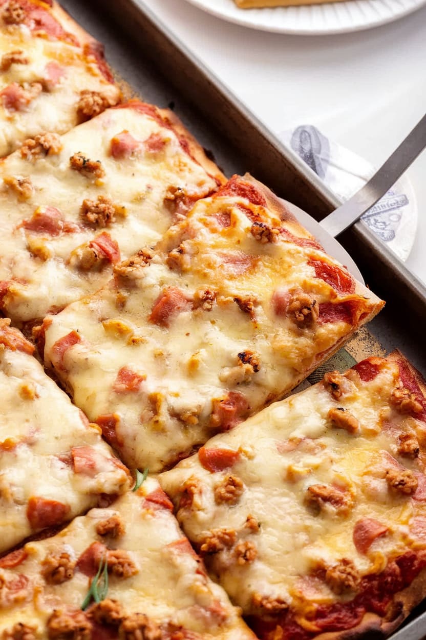 School Cafeteria Rectangle Pizza