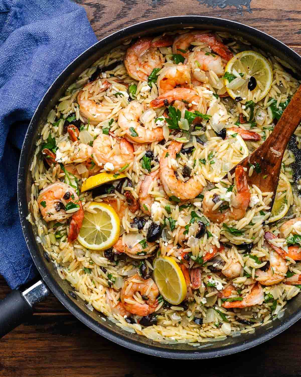 One-Pot Orzo with Shrimp and Feta Recipe