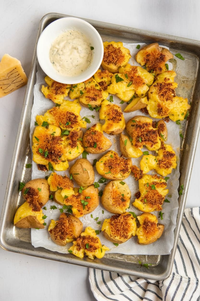 Crispy Parmesan Smashed Potatoes