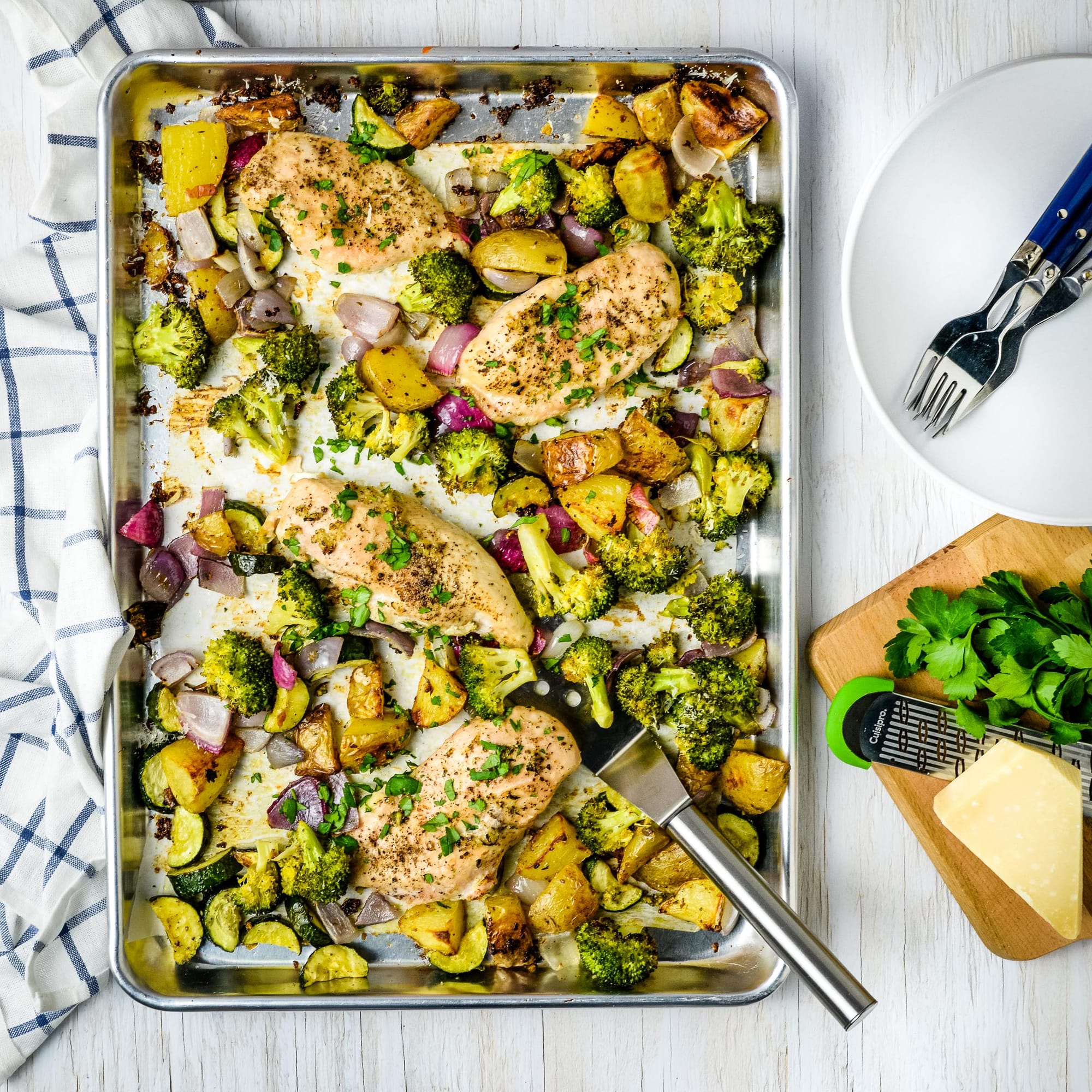 Sheet Pan Garlic Parmesan Chicken and Broccoli Recipe