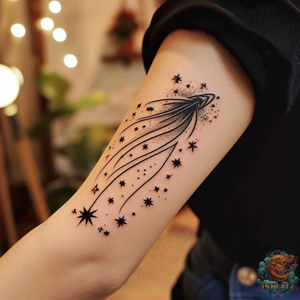 a beautiful shooting star tattoo constellation design
