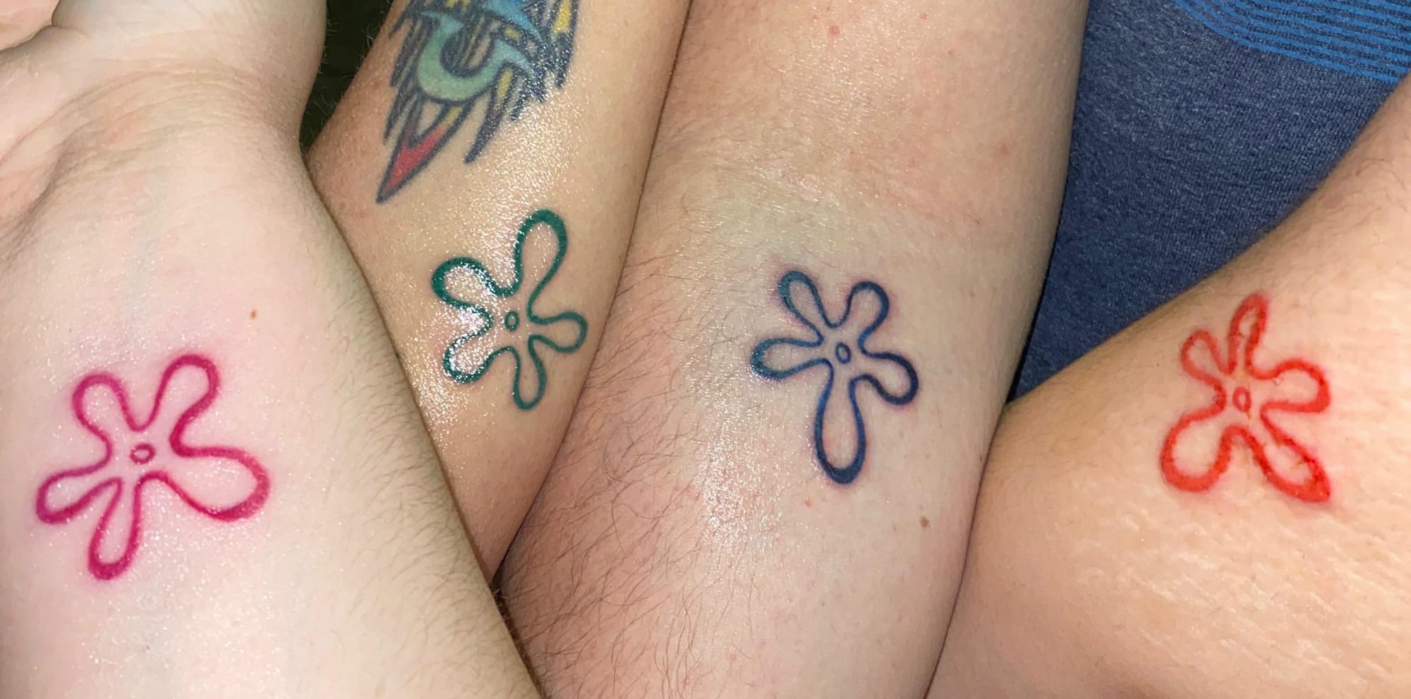 floral spongebob tattoo