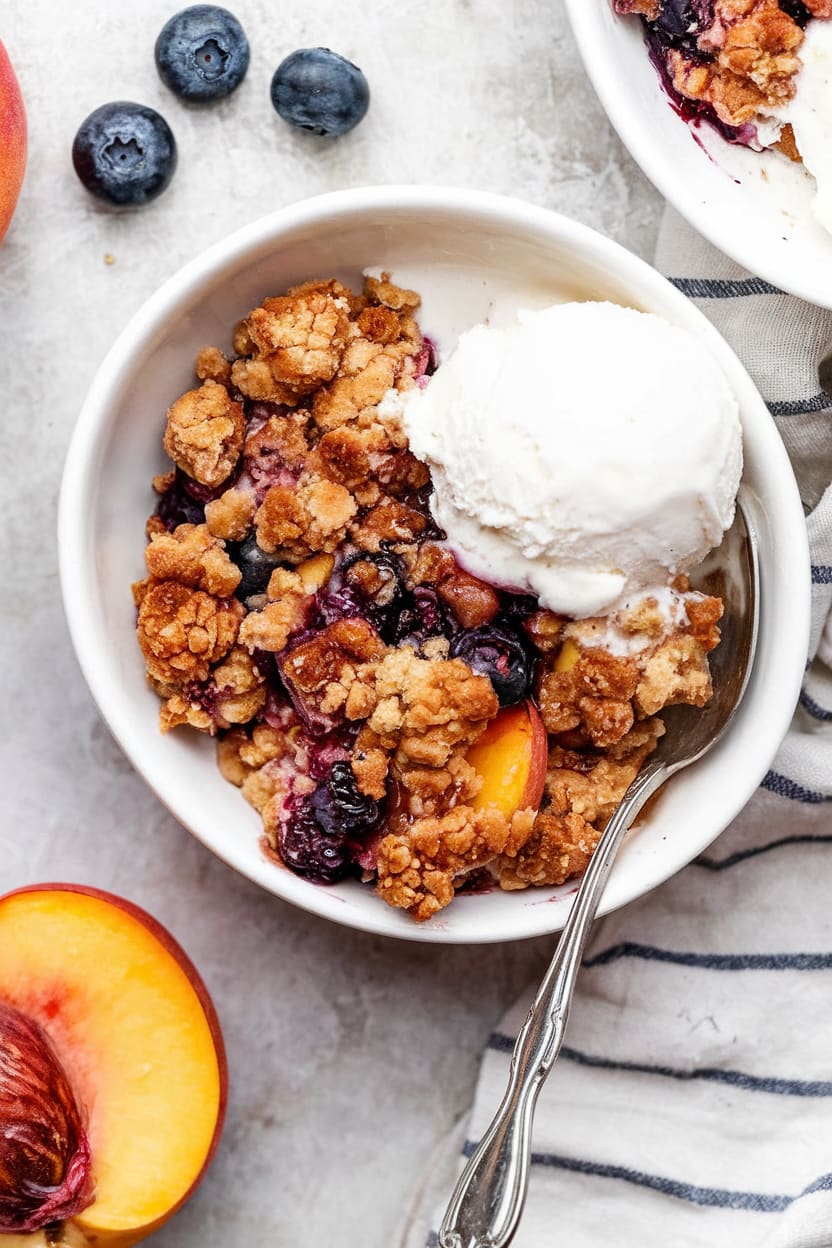 Peach and Blueberry Crisp