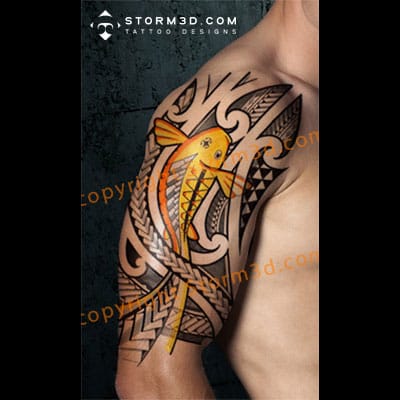 tribal koi fish tattoo