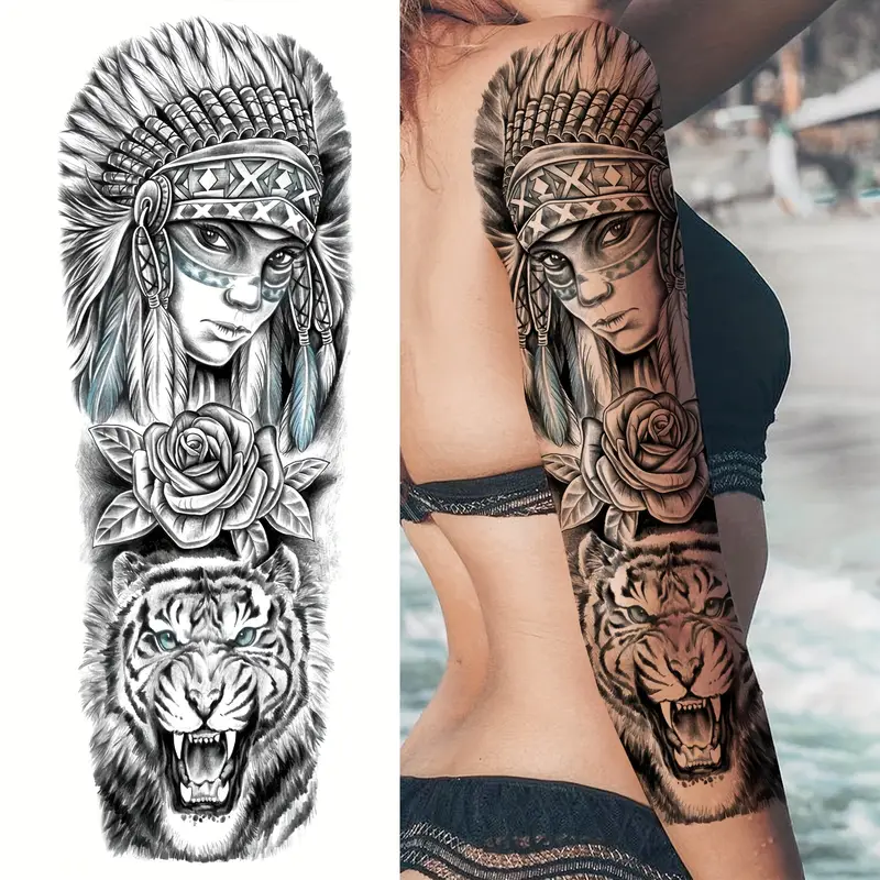 an Indian tattoo with a tribal art figure