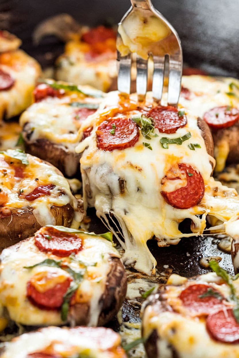 Cheesy Pizza Stuffed Mushrooms