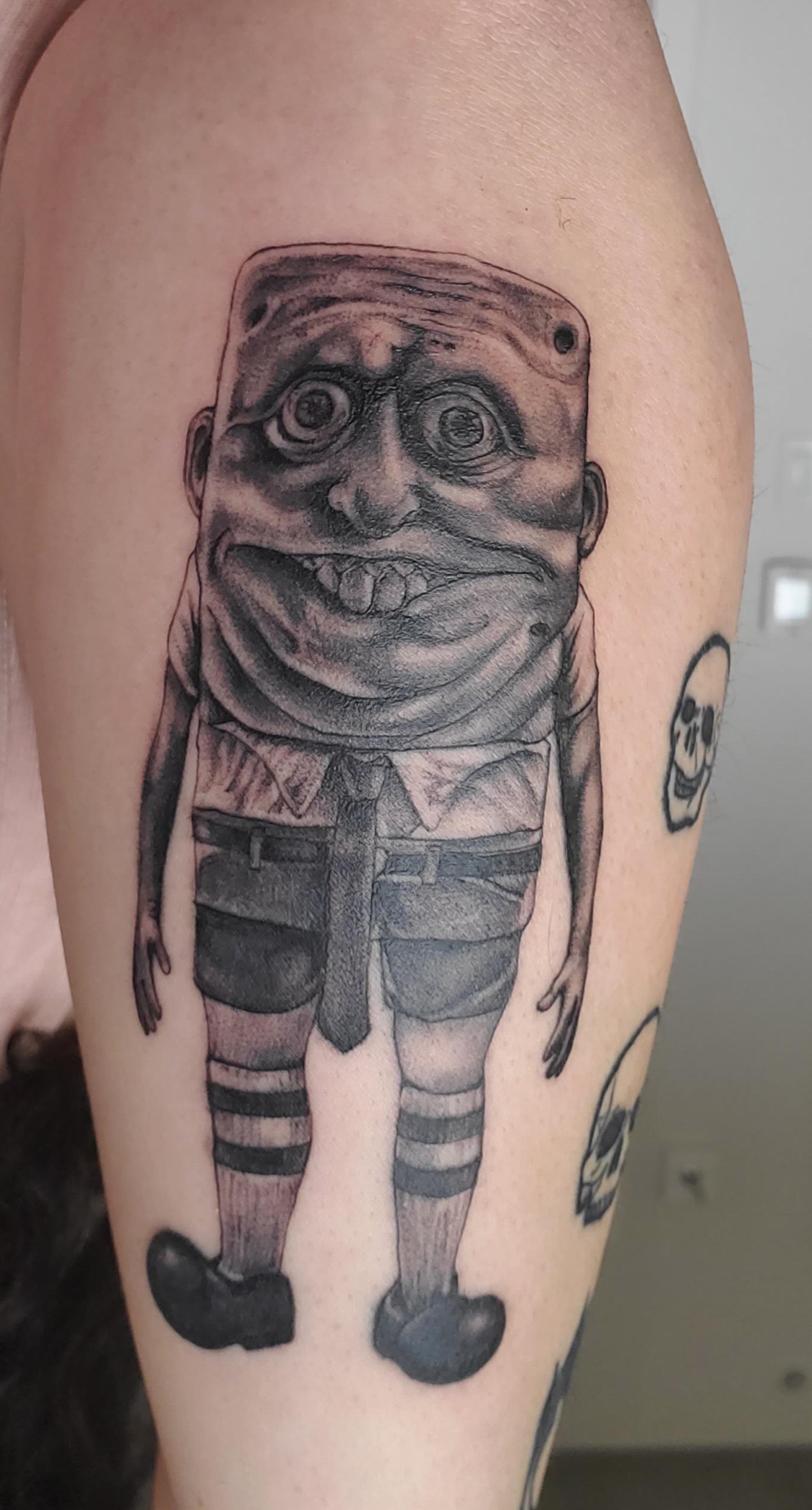 realistic spongebob tattoo