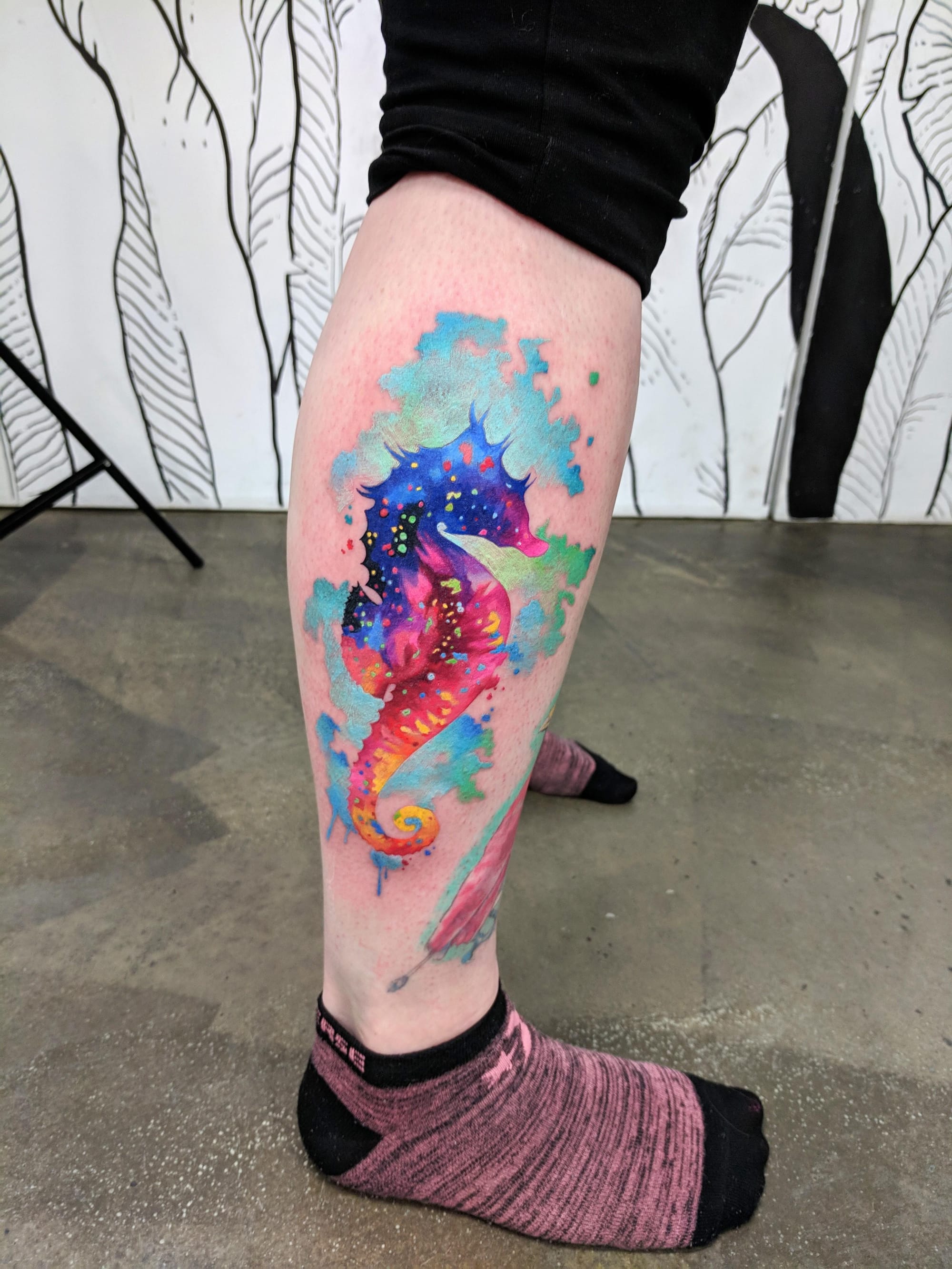 watercolor seahorse tattoo