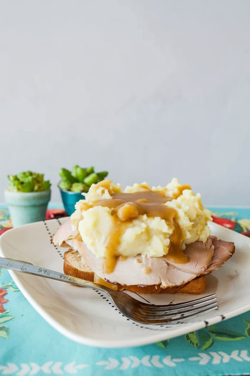Hot Turkey Sandwich with Mashed Potatoes and Gravy