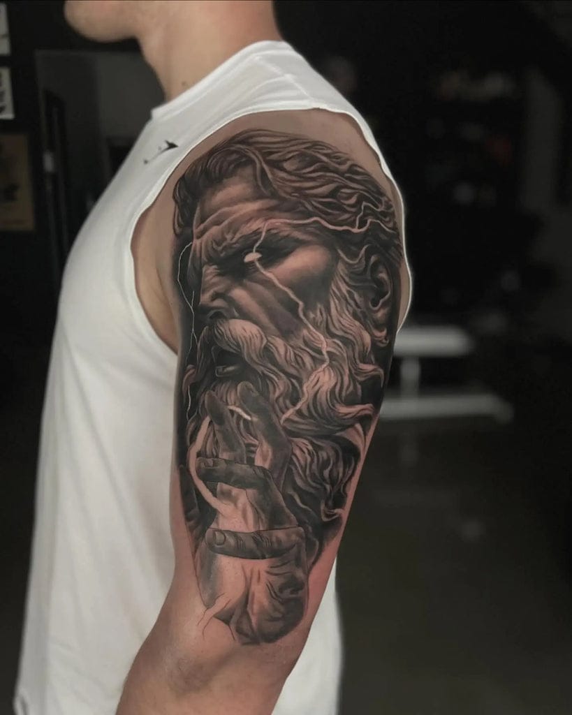 zeus amidst storm arm tattoo