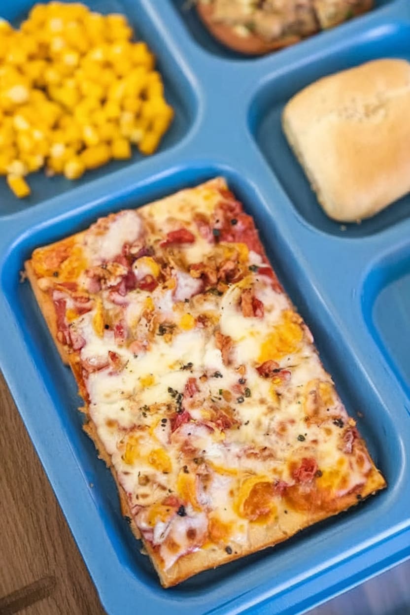 School Cafeteria Rectangle Pizza