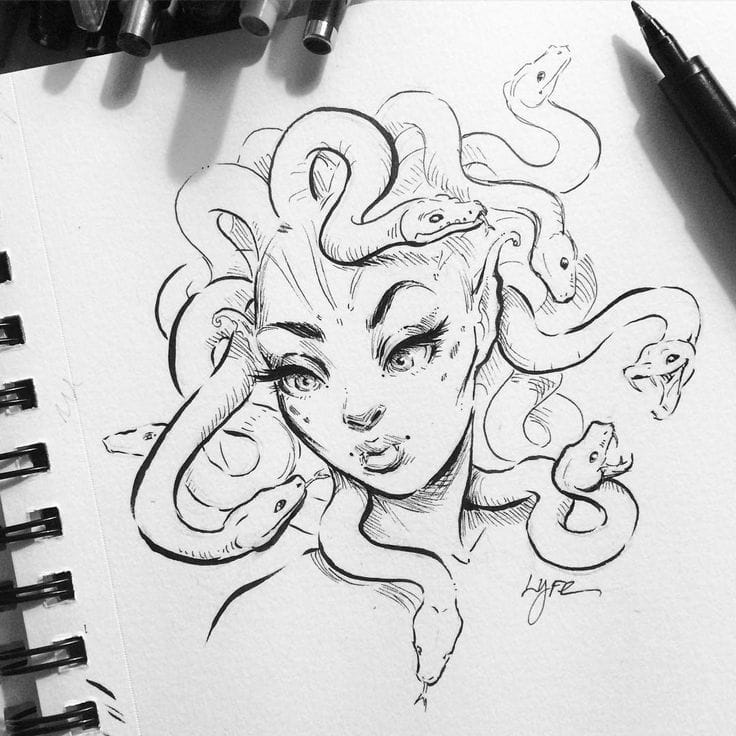 cartoon medusa tattoo