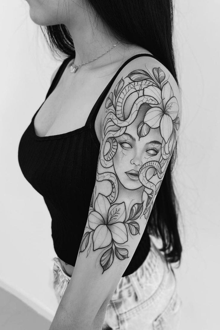 shoulder medusa tattoo