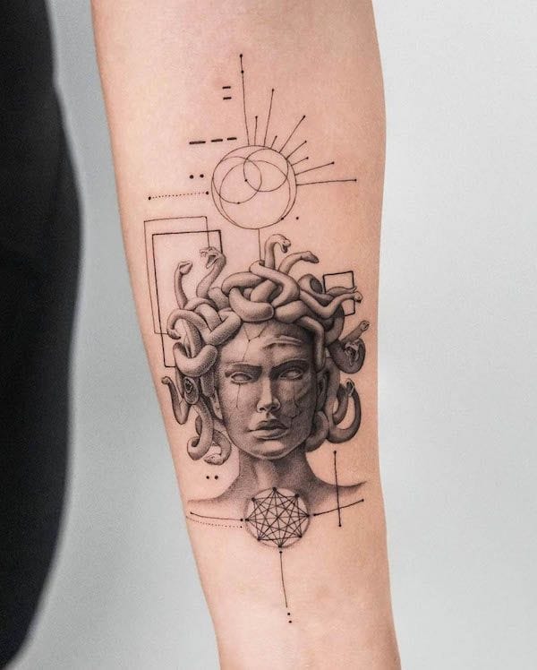 geometric medusa tattoo