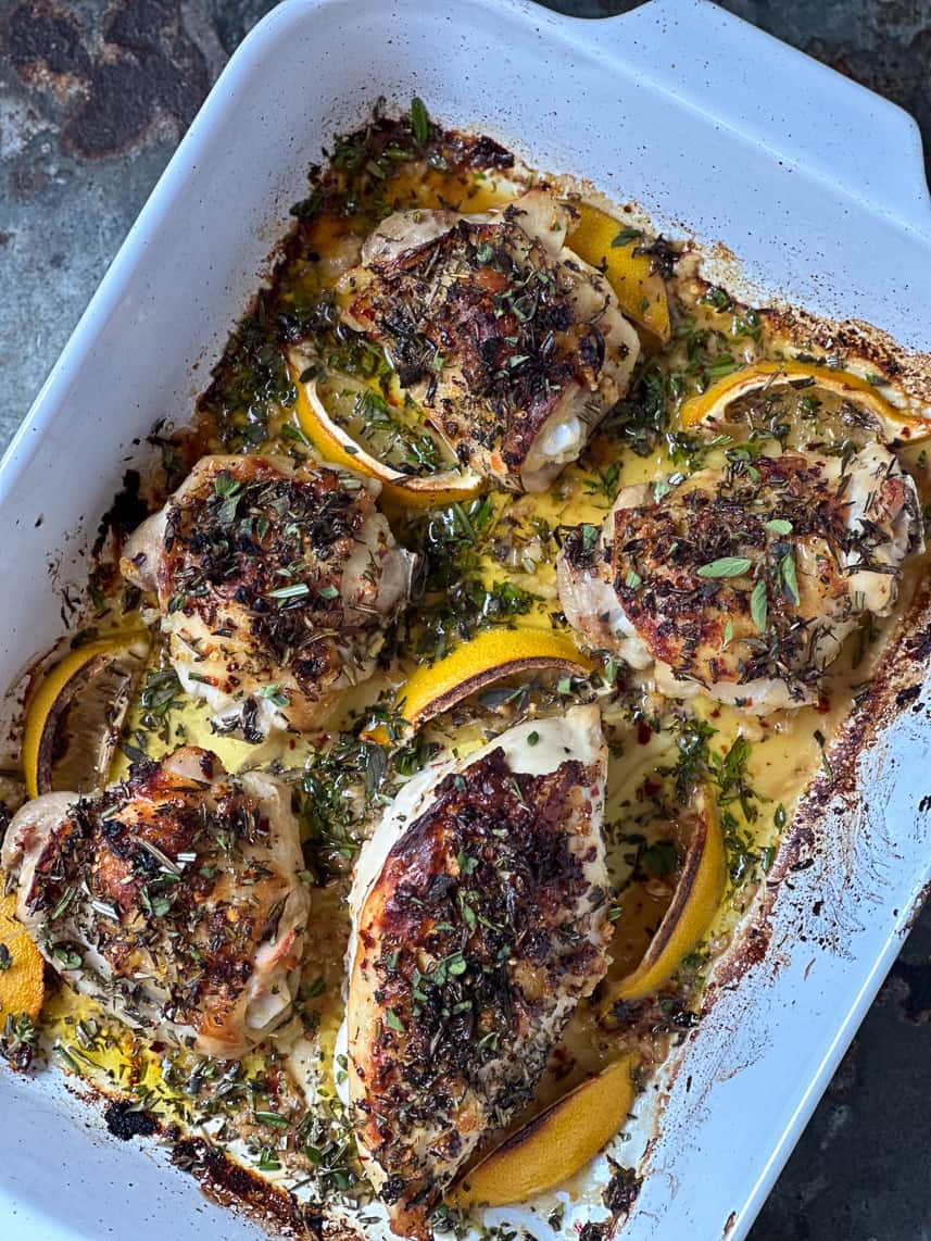 Lemon Herb Roasted Chicken Thighs