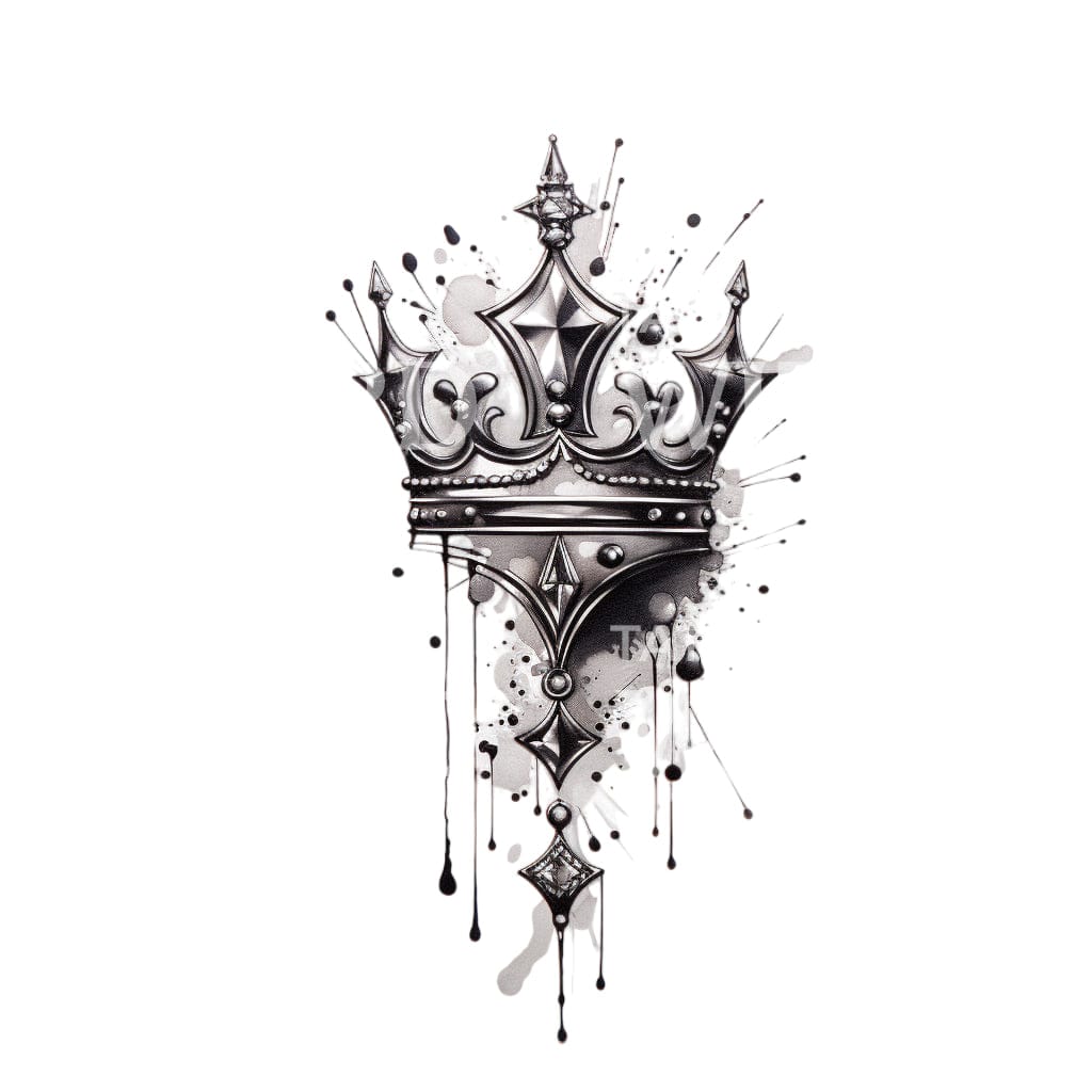 geometric design crown tattoo
