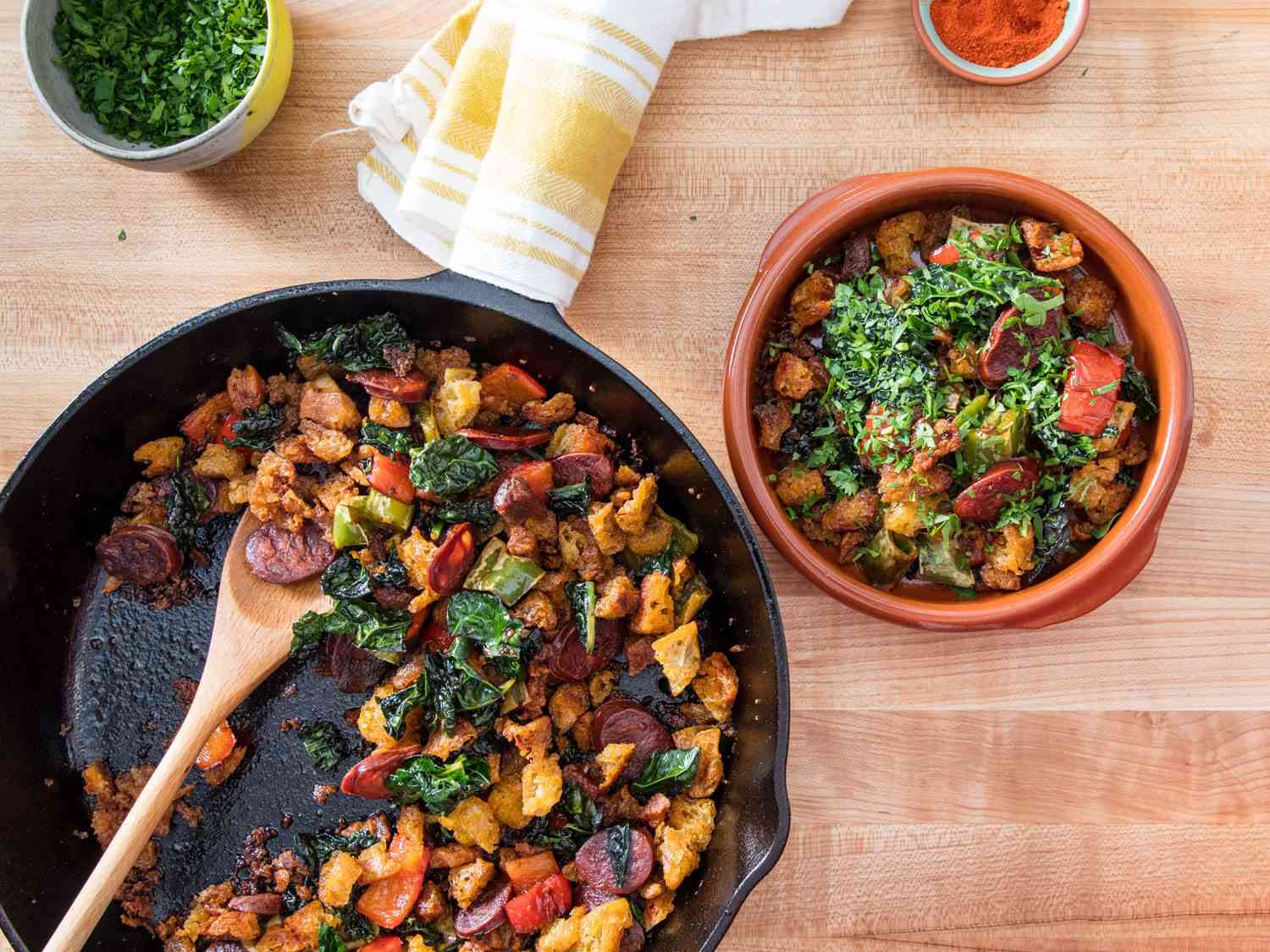 Spanish Migas with Chorizo