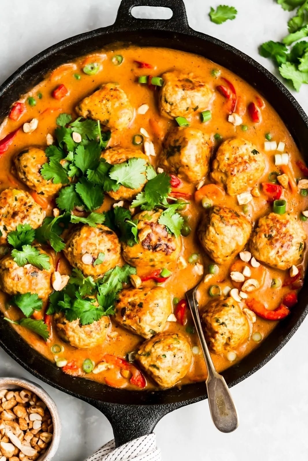 Thai Chicken Meatballs in Peanut Sauce