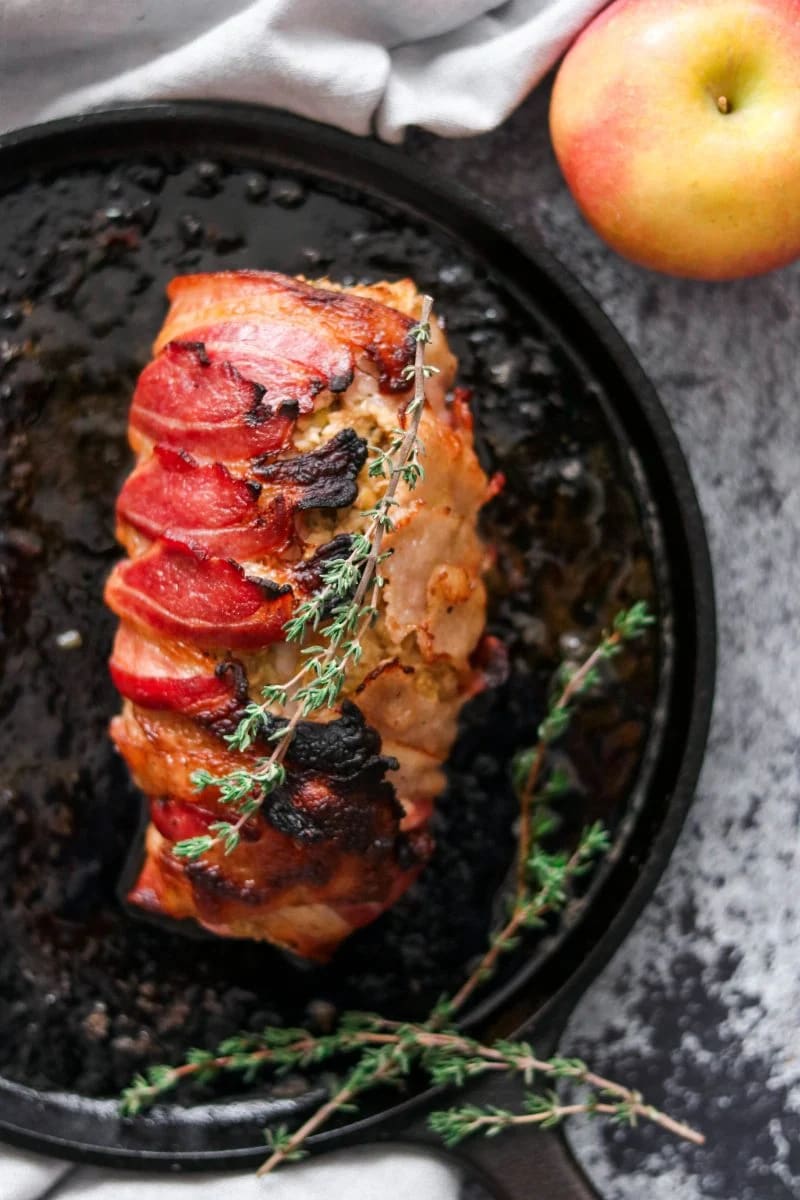 Apple Bacon Wrapped Pork Tenderloin