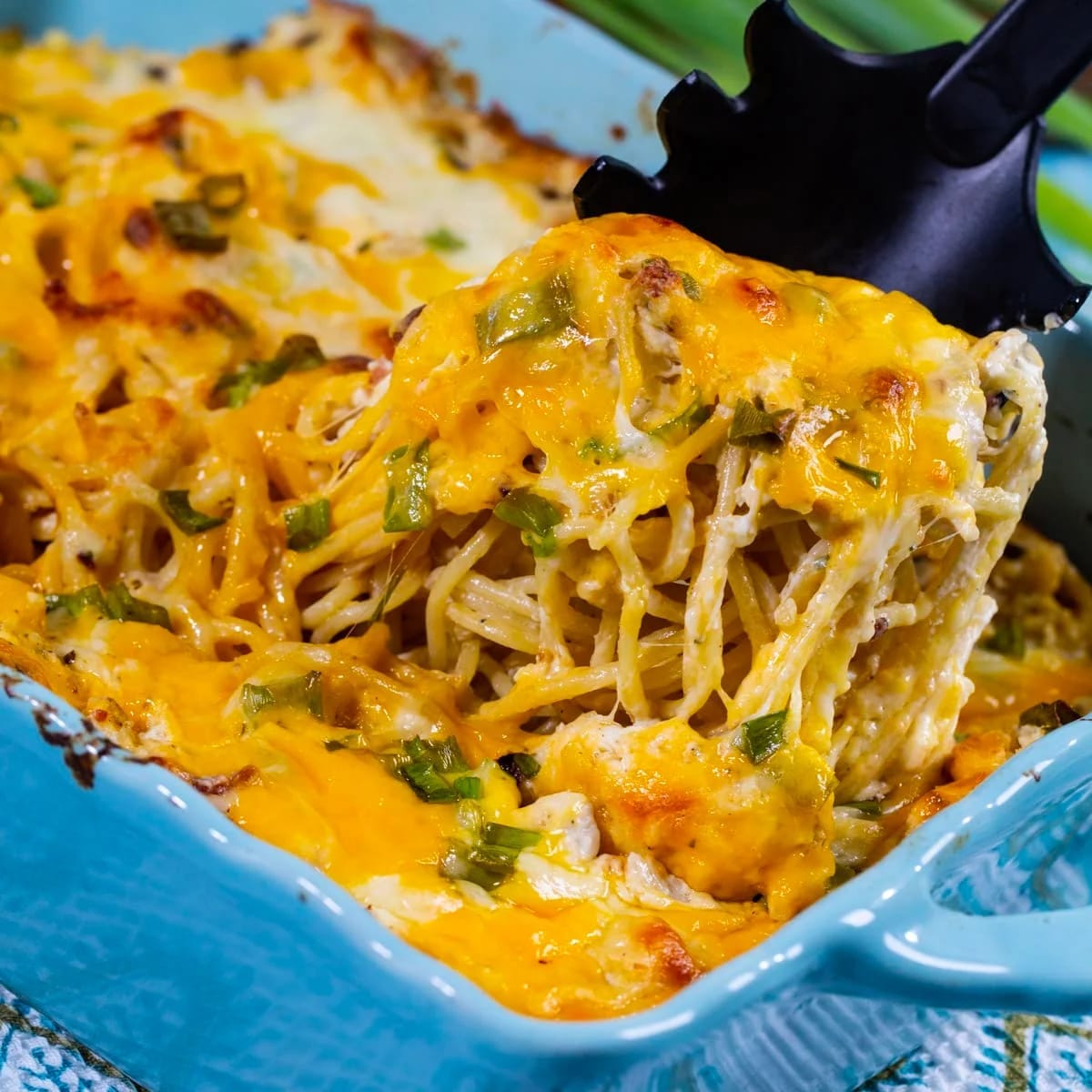 Crack Chicken Spaghetti Bake