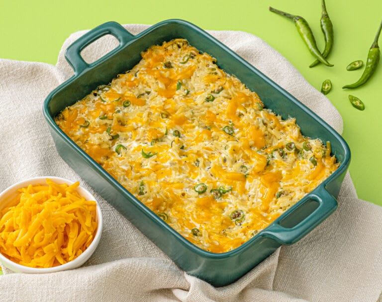 Cheesy Green Chile Rice Casserole
