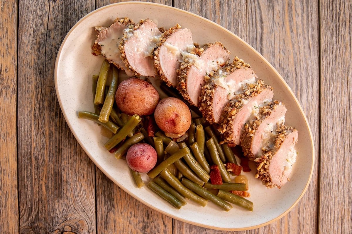 Pecan-Crusted Pork Tenderloin with Bourbon Mustard Sauce