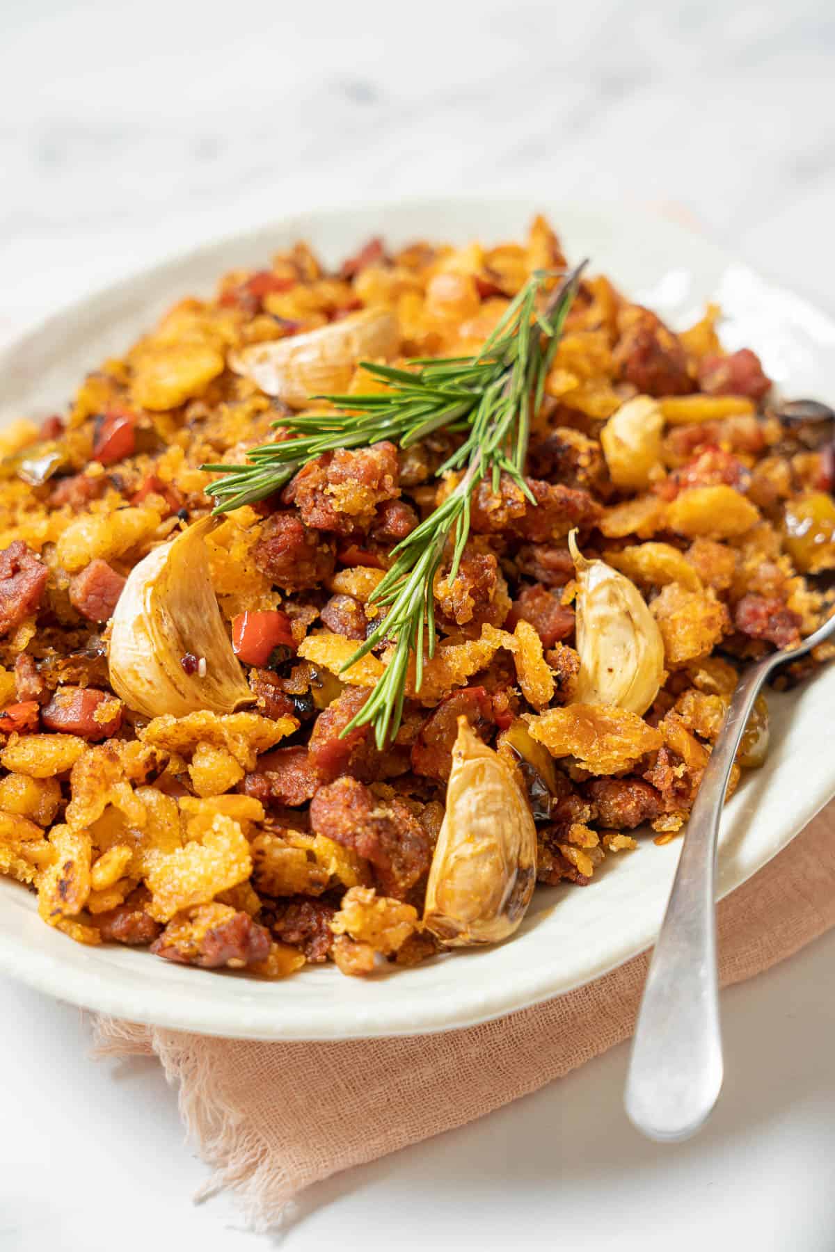 Spanish Migas with Chorizo