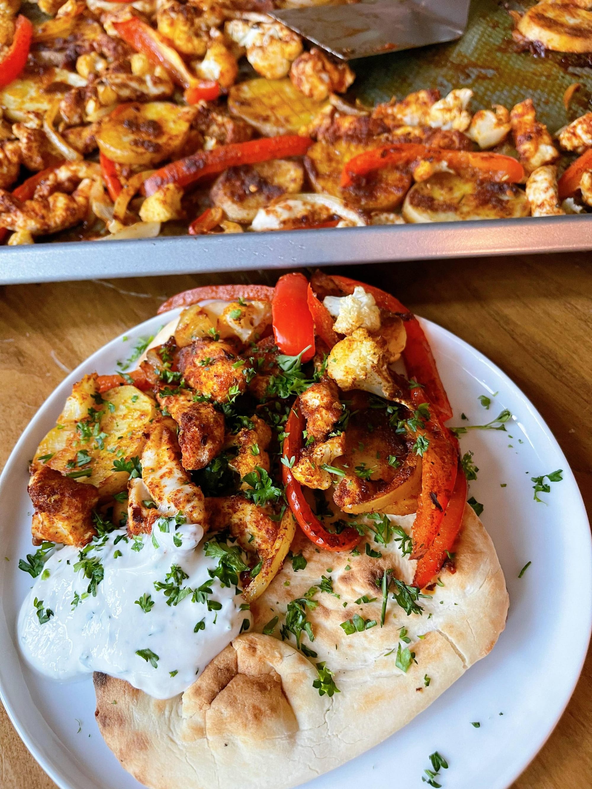 Chicken Shawarma Sheet Pan Dinner