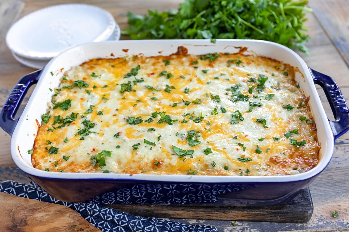 Cheesy Green Chile Rice Casserole