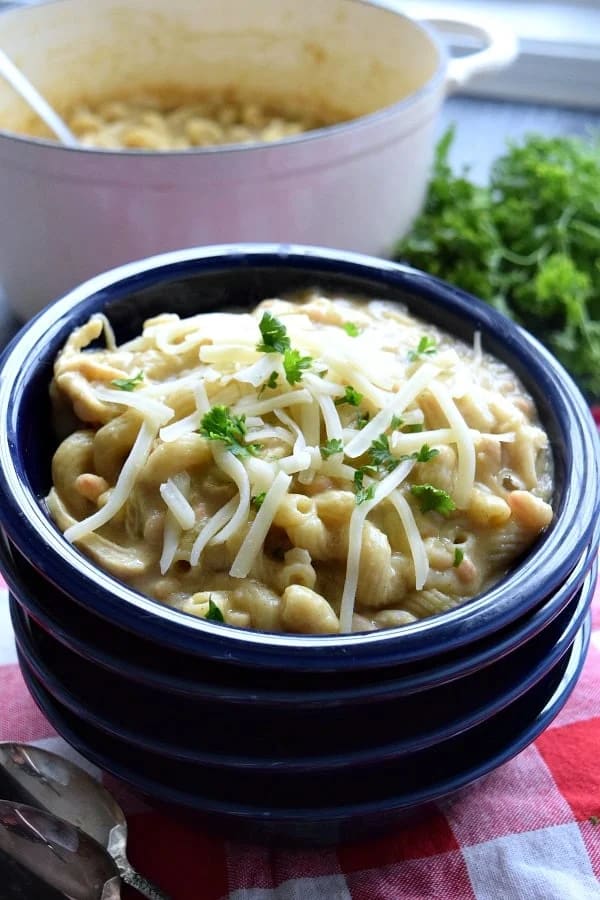 White Chicken Chili Mac and Cheese
