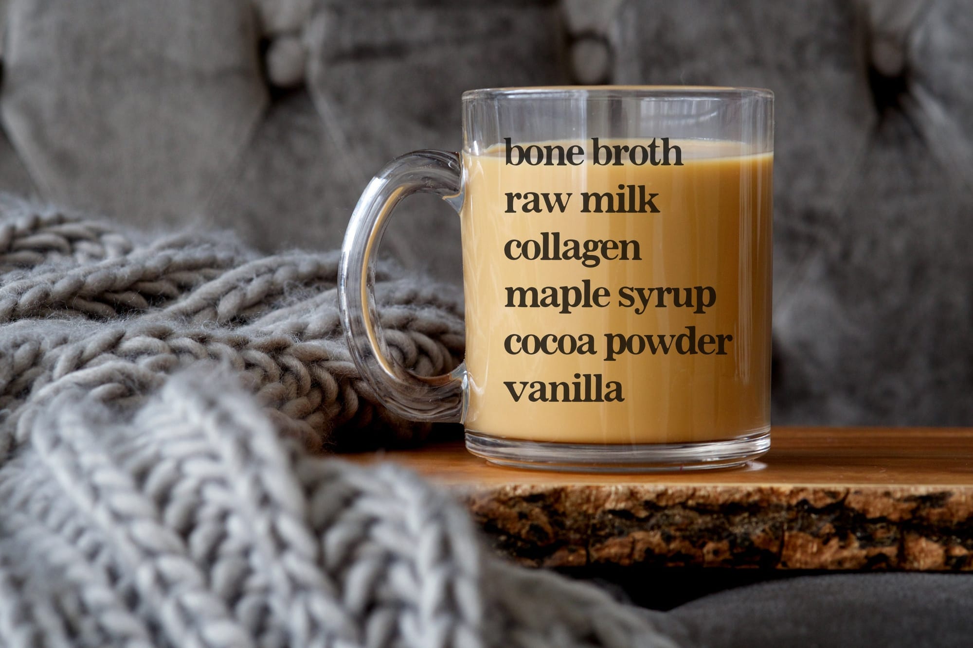 a warm mug with bone broth