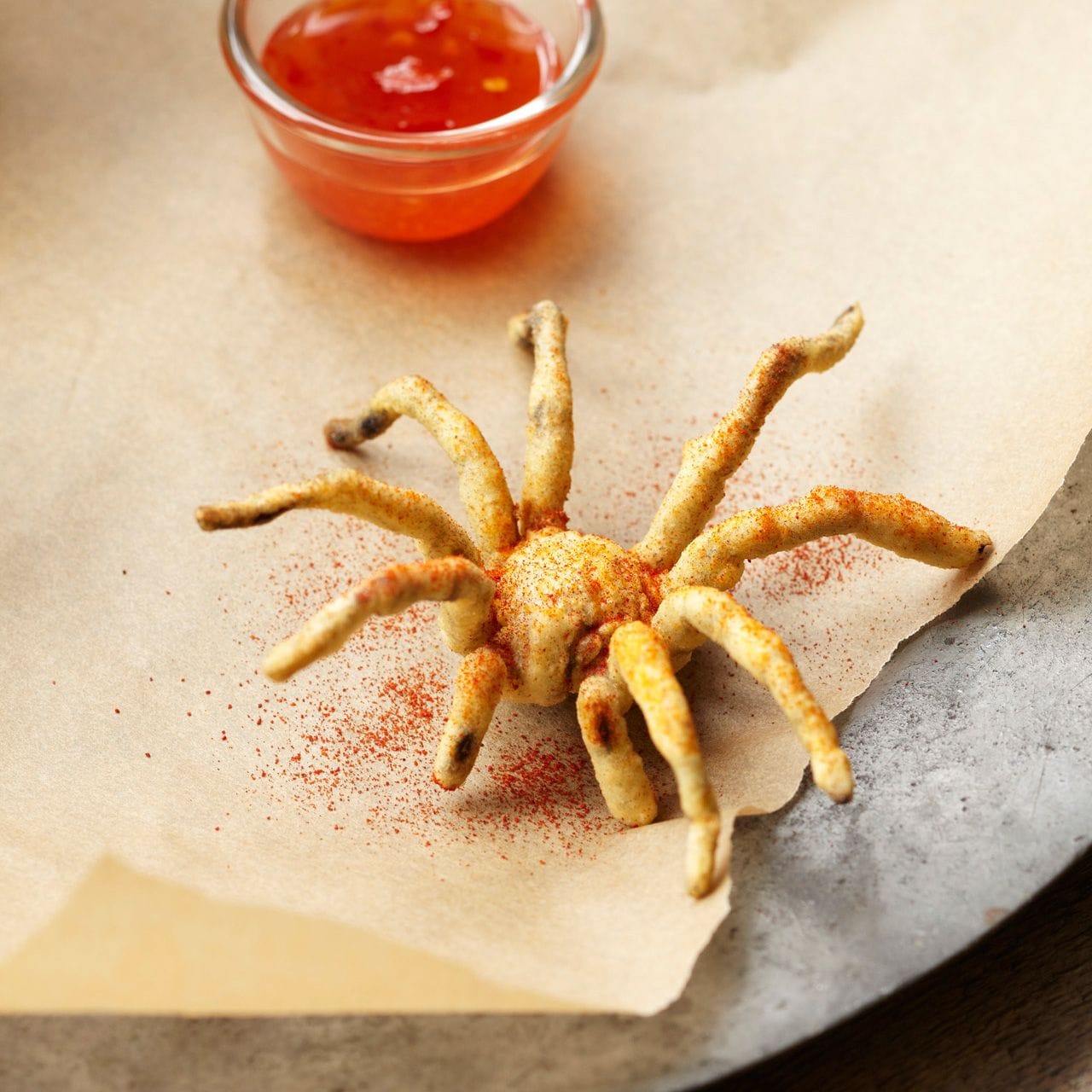 a fried tarantula legs with a recipe