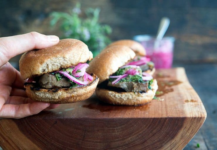 an appetizing sliders with pickled cow tongue