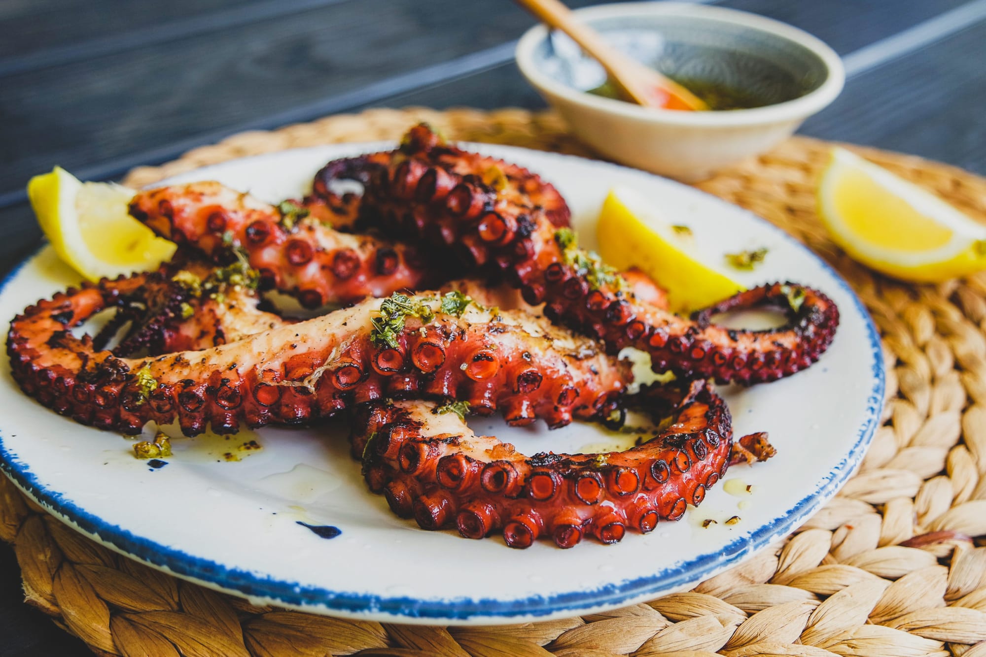 a live recipe with octopus tentacles