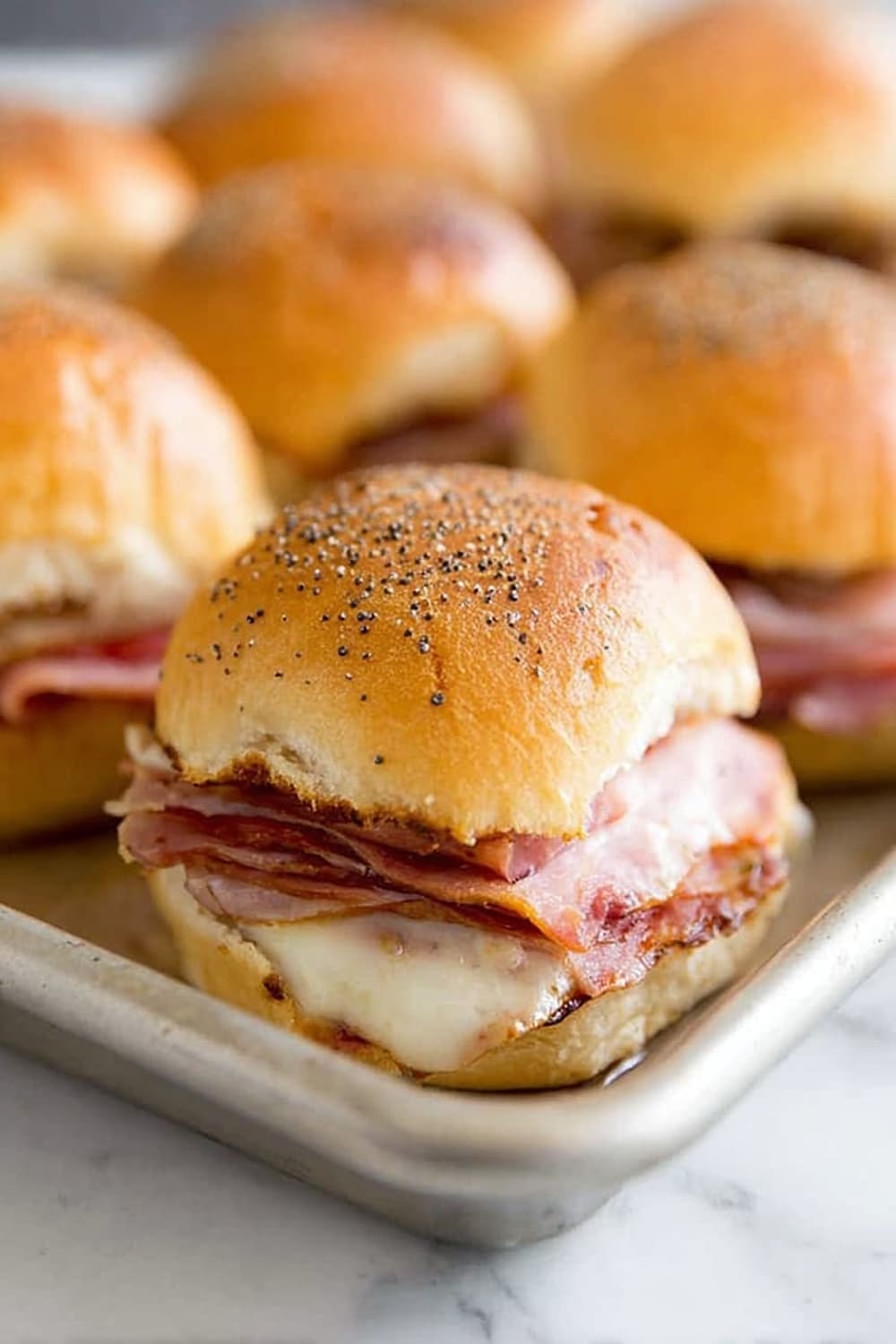 Baked Ham and Cheese Party Sandwiches with Apple Butter
