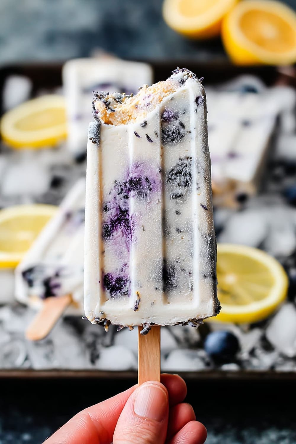 Homemade Blueberry Lavender Lemon Yogurt Ice Pops