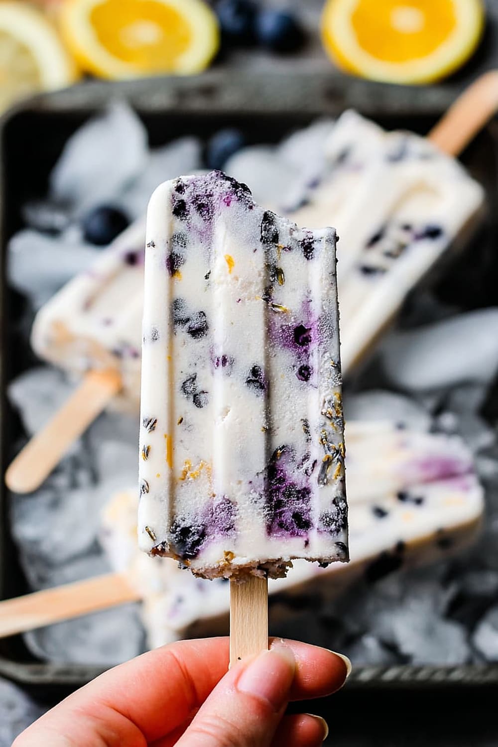 Homemade Blueberry Lavender Lemon Yogurt Ice Pops
