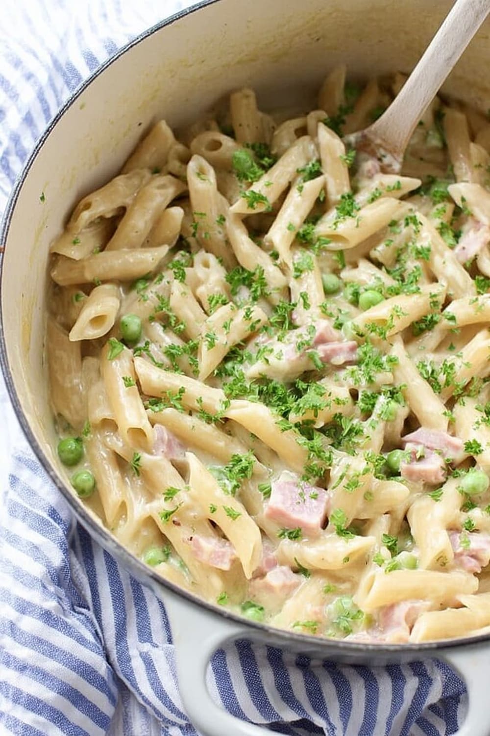One Pot Leftover Ham and Pea Pasta