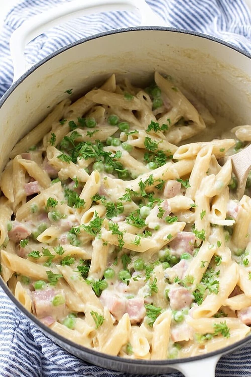 One Pot Leftover Ham and Pea Pasta