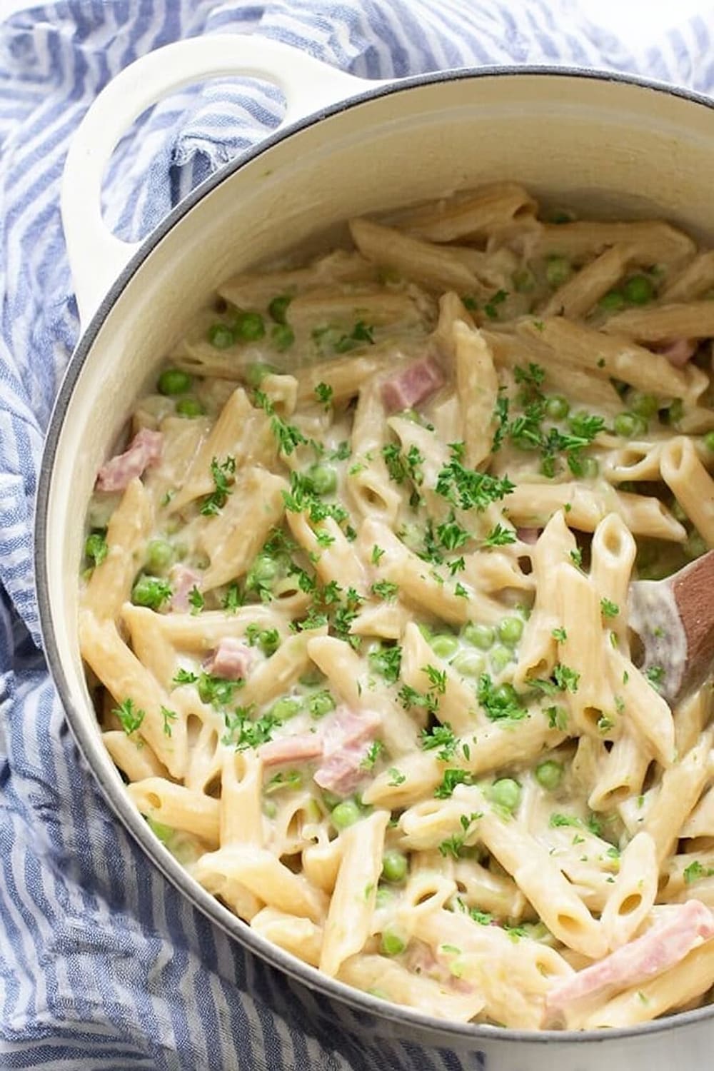 One Pot Leftover Ham and Pea Pasta