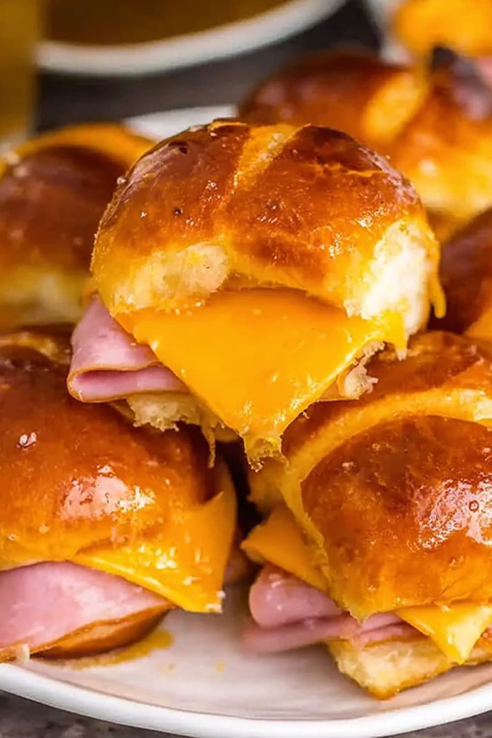Hot Honey Mini Ham & Cheese Pretzel Sliders