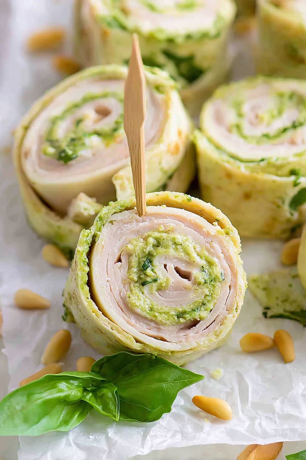 Turkey Pesto Pinwheels with Smoked Provolone
